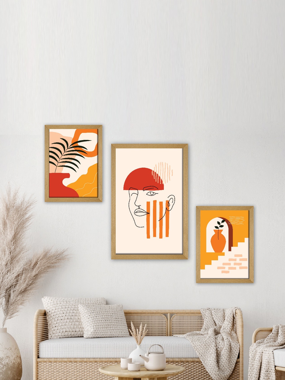 

SAF Beige & Brown 3 Pieces Painting Wall Arts