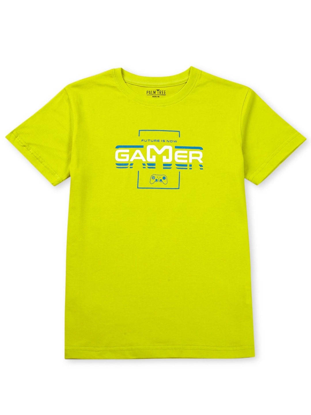 

Palm Tree Boys Typography Printed Cotton T-shirt, Lime green