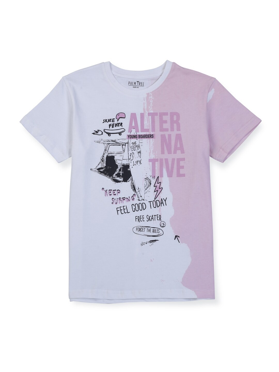 

Palm Tree Boys White Typography Printed Cotton T-shirt