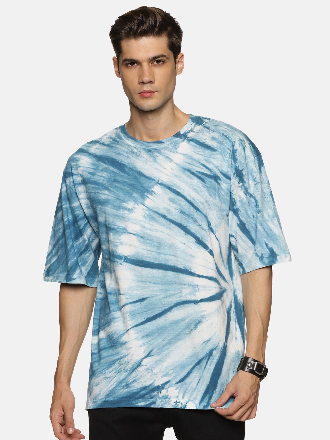 

IMPACKT Tie & Dye Dyed Oversized Pure Cotton T-shirt, White