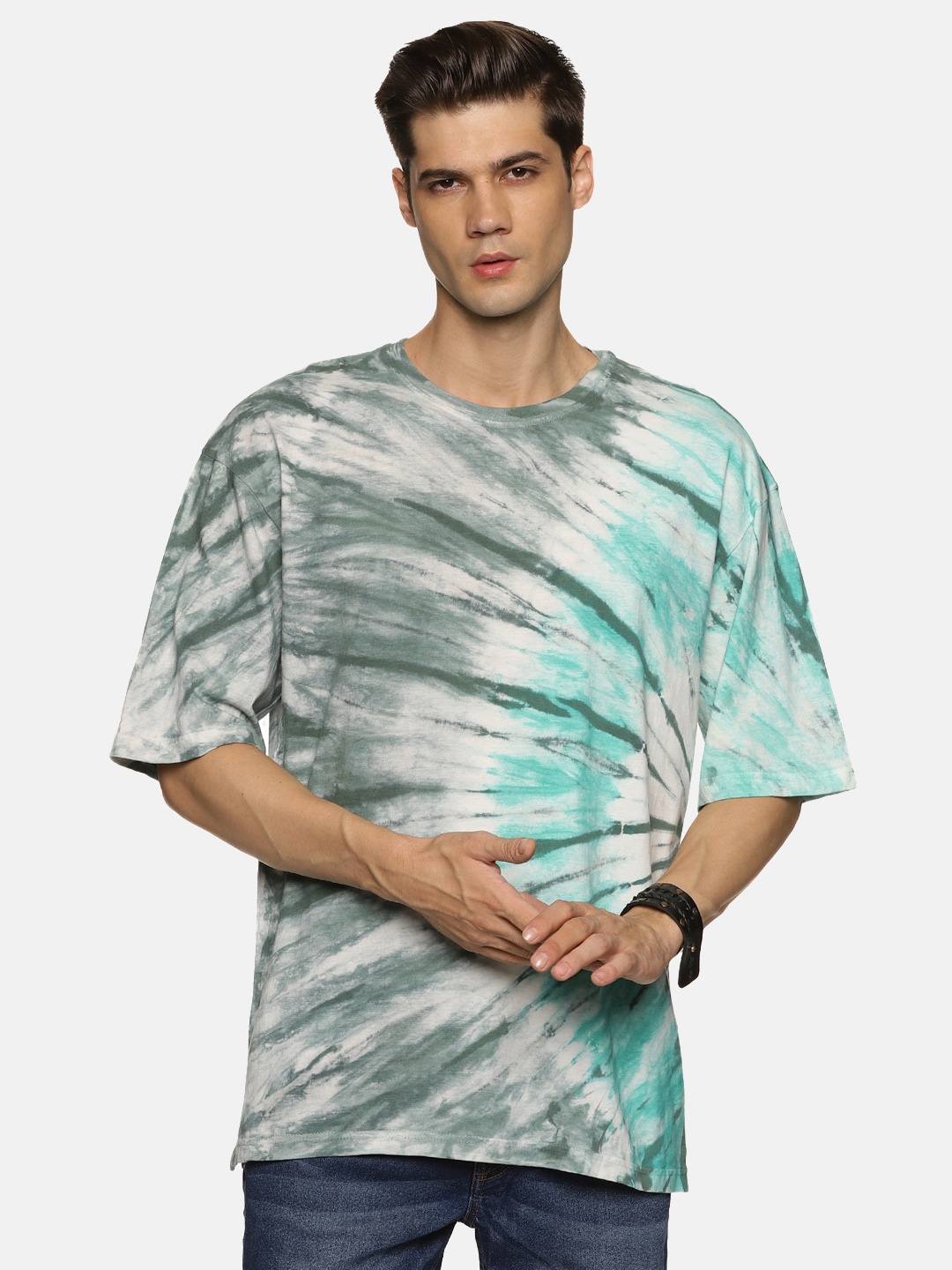 

IMPACKT Tie & Dye Dyed Oversized Pure Cotton T-shirt, Grey