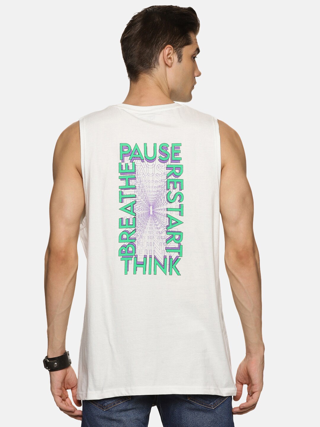 

IMPACKT Typography Printed Oversized Pure Cotton T-shirt, White