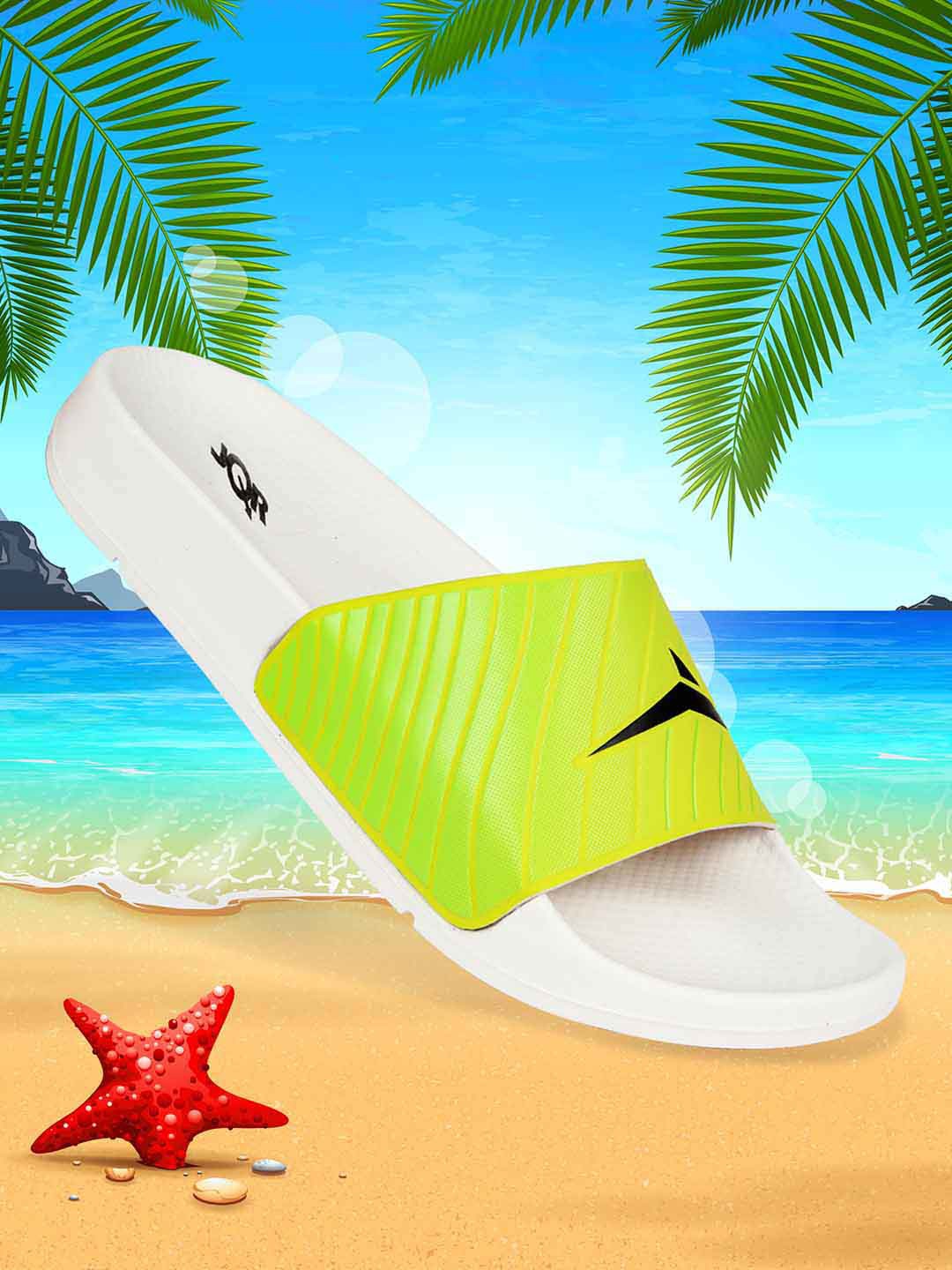 

JQR Men BOLD Striped Sliders, White