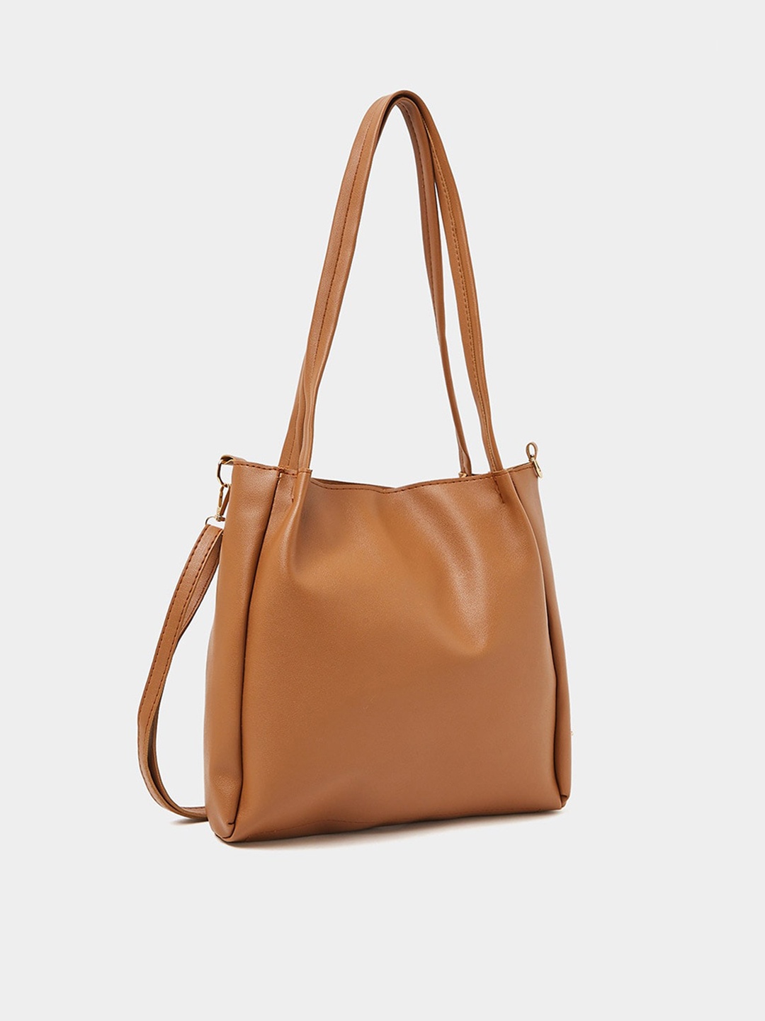 

Styli Oversized Structured Shoulder Bag, Brown