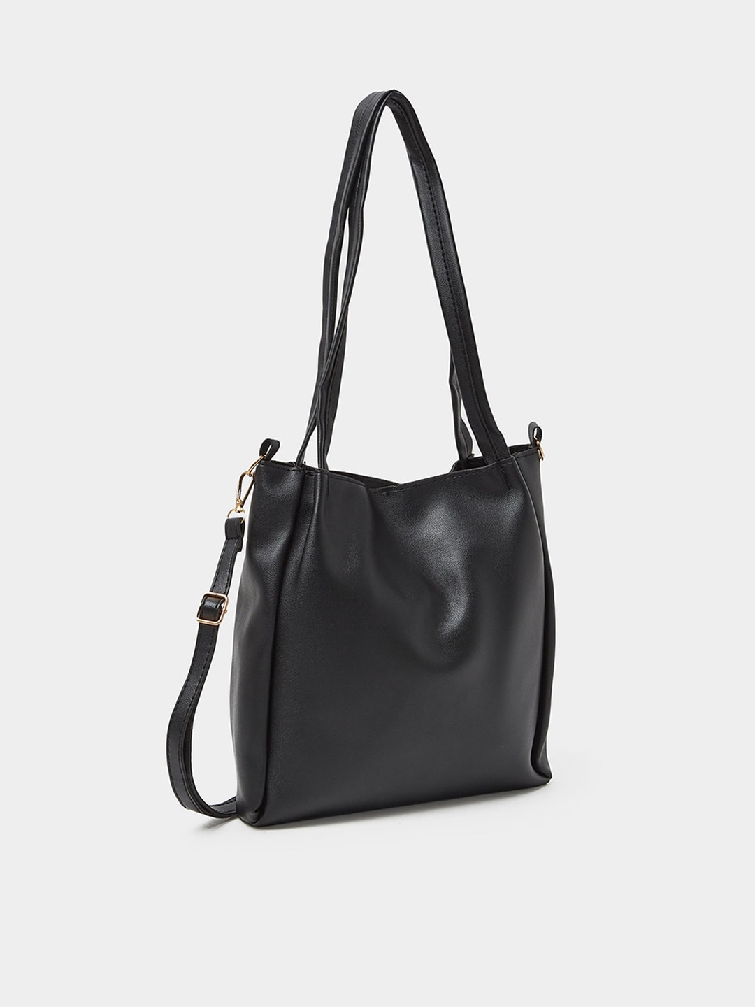 

Styli Textured Structured Shoulder Bag, Black