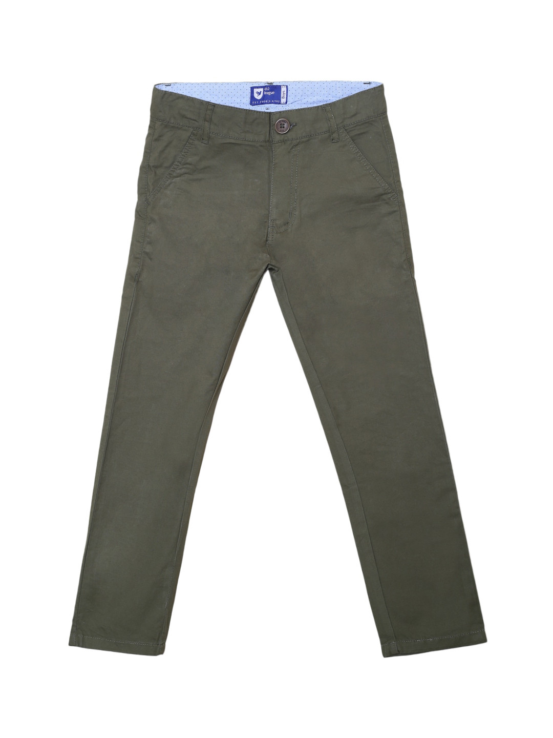

612League Boys Classic Slim Fit High-Rise Cotton Chinos, Olive