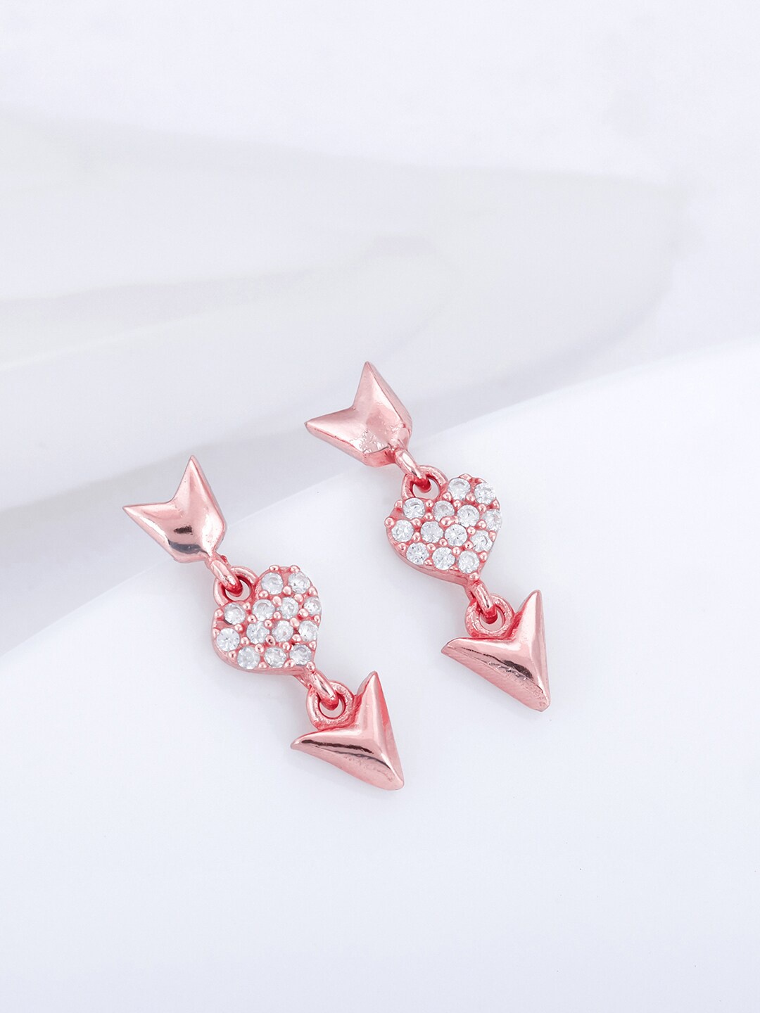 

GIVA Sterling Silver Rose Gold-Plated Zircon Contemporary Studs Earrings