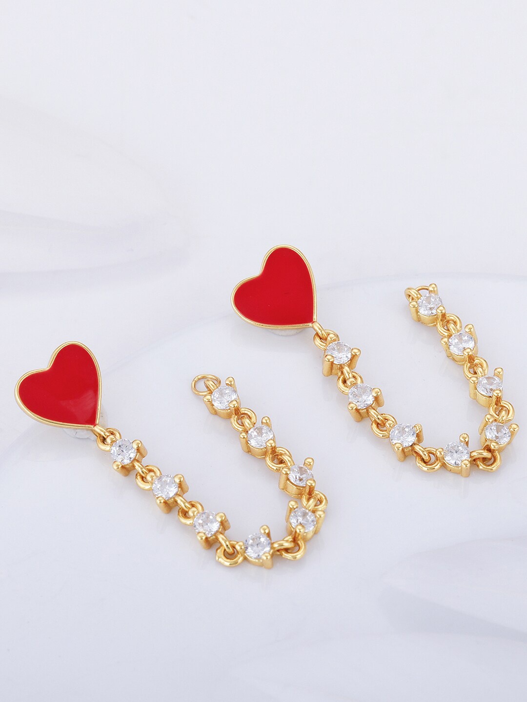 

GIVA Sterling Silver Gold-Plated Zircon Contemporary Drop Earrings