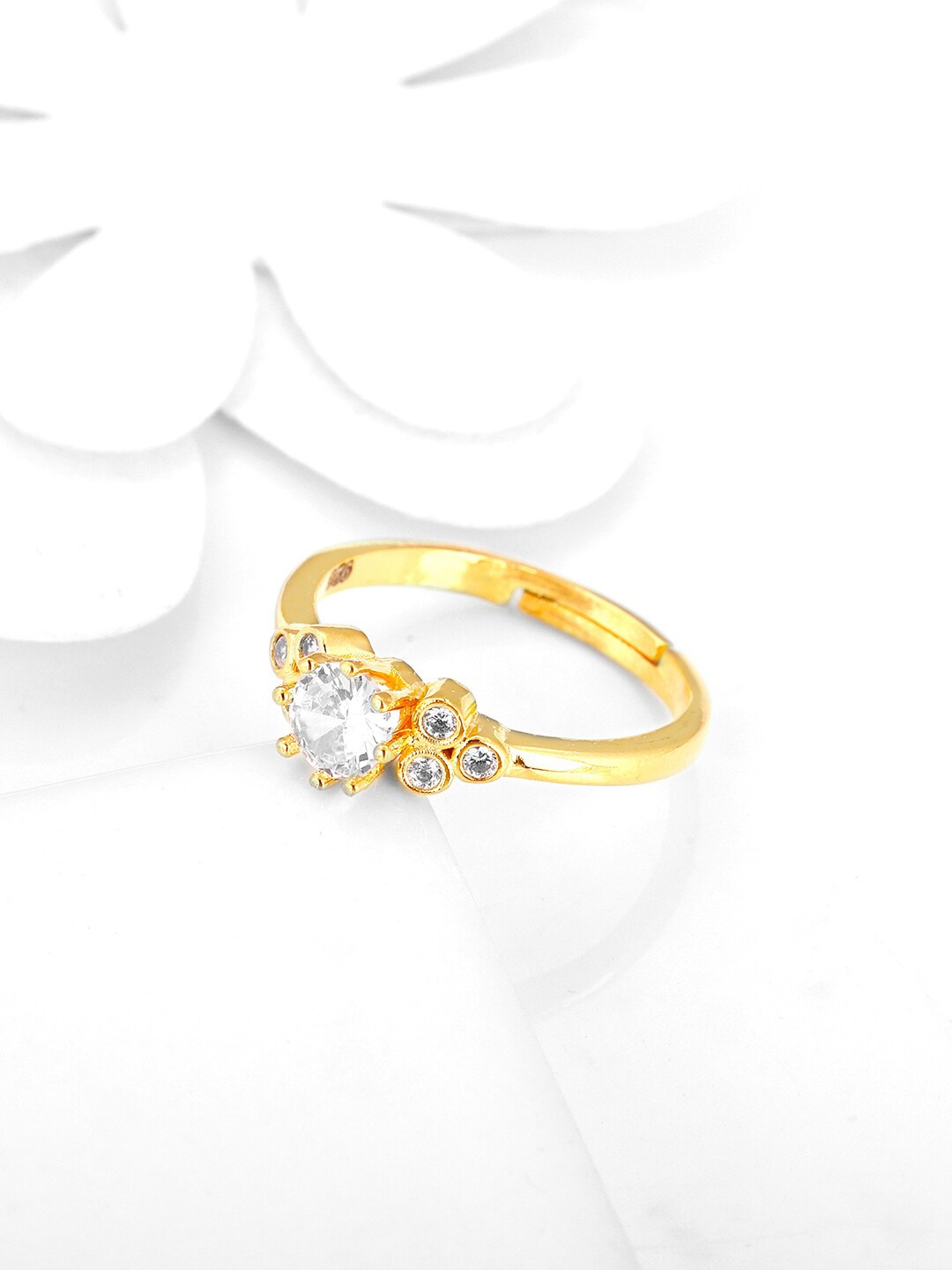 

GIVA Women Gold-Plated CZ Stone-Studded Adjustable Ring