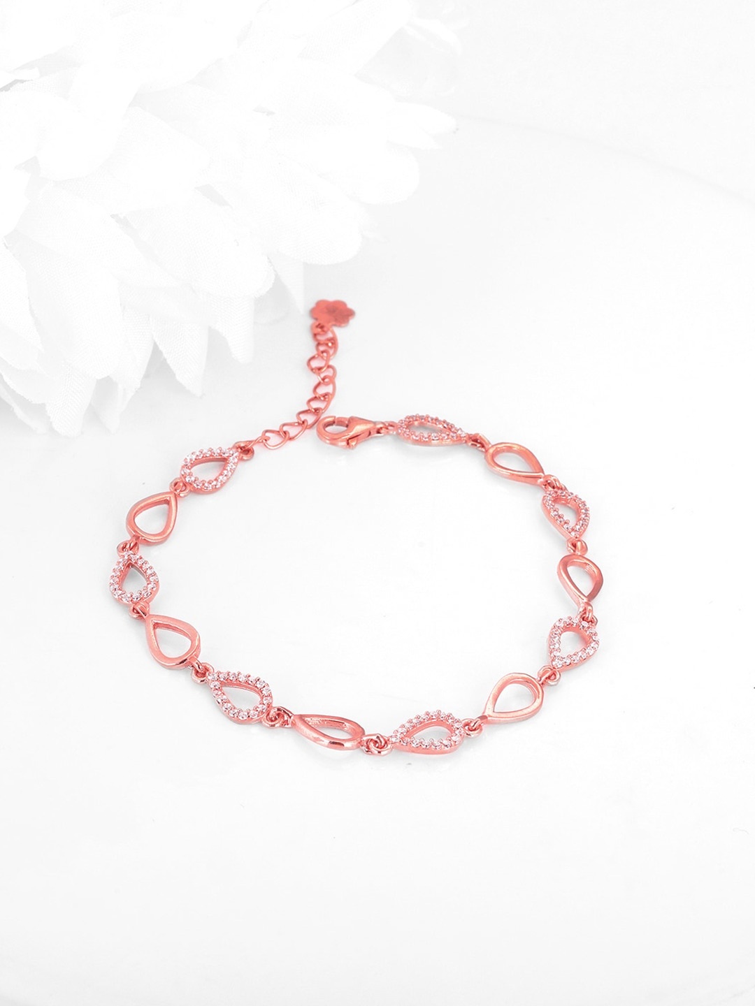 

GIVA Women Sterling Silver Cubic Zirconia Rose Gold-Plated Link Bracelet