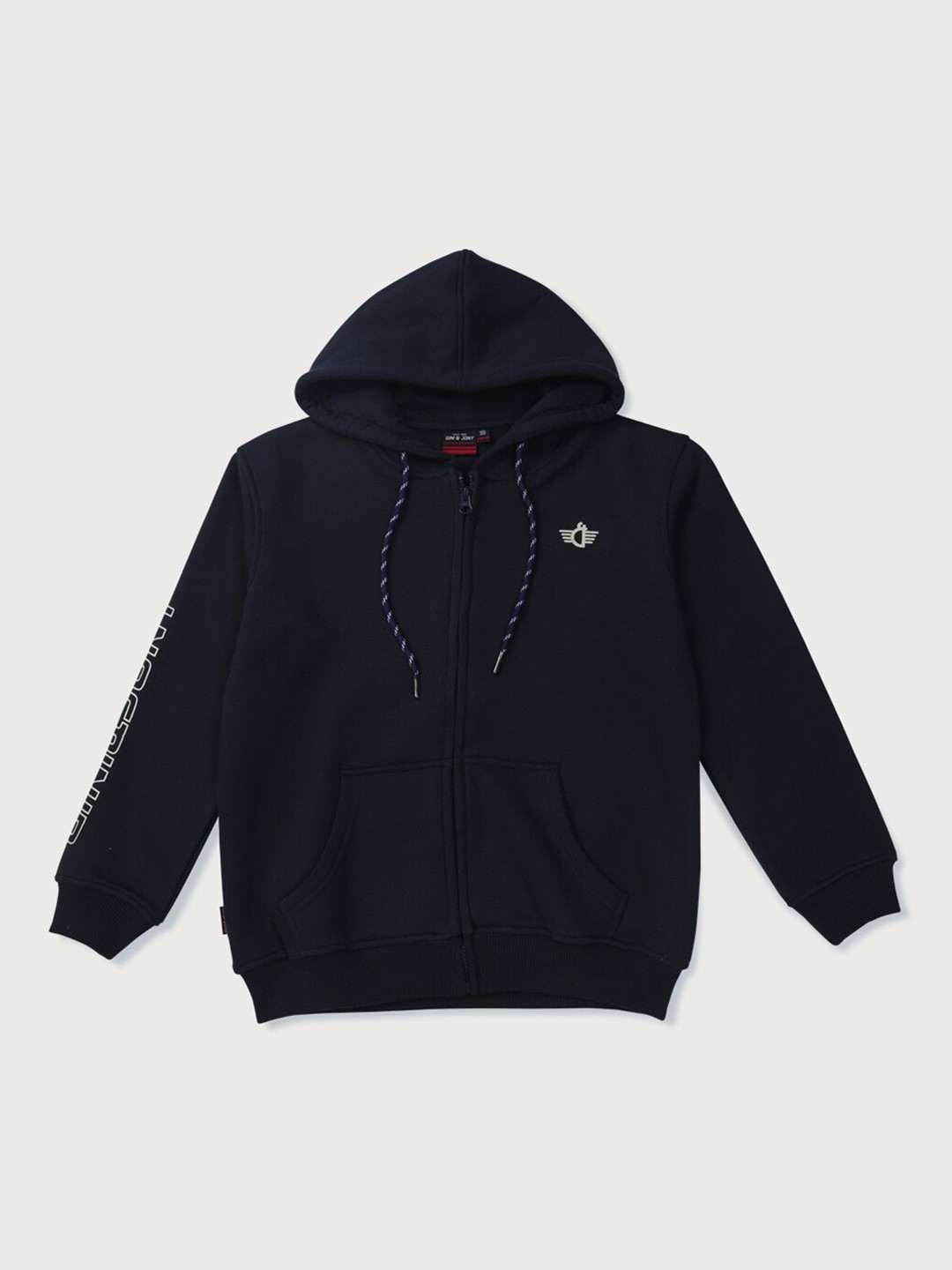 Gini and Jony Boys Front-Open Hooded Fleece Swetshirt, Navy blue