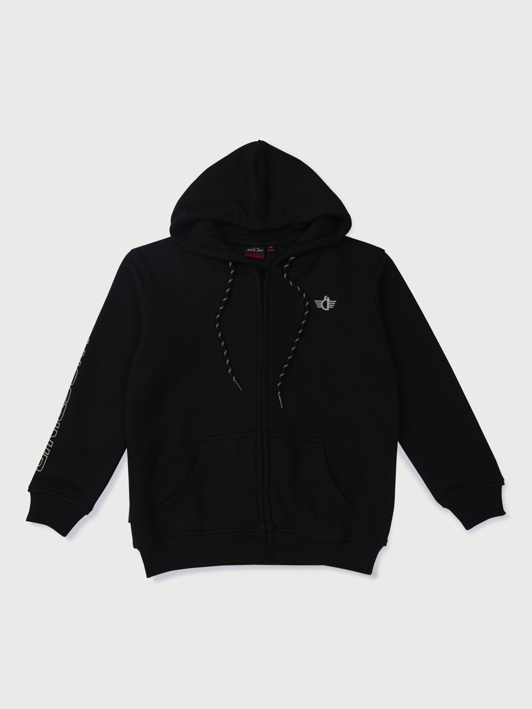 

Gini and Jony Hooded Front-Open Sweatshirt, Black