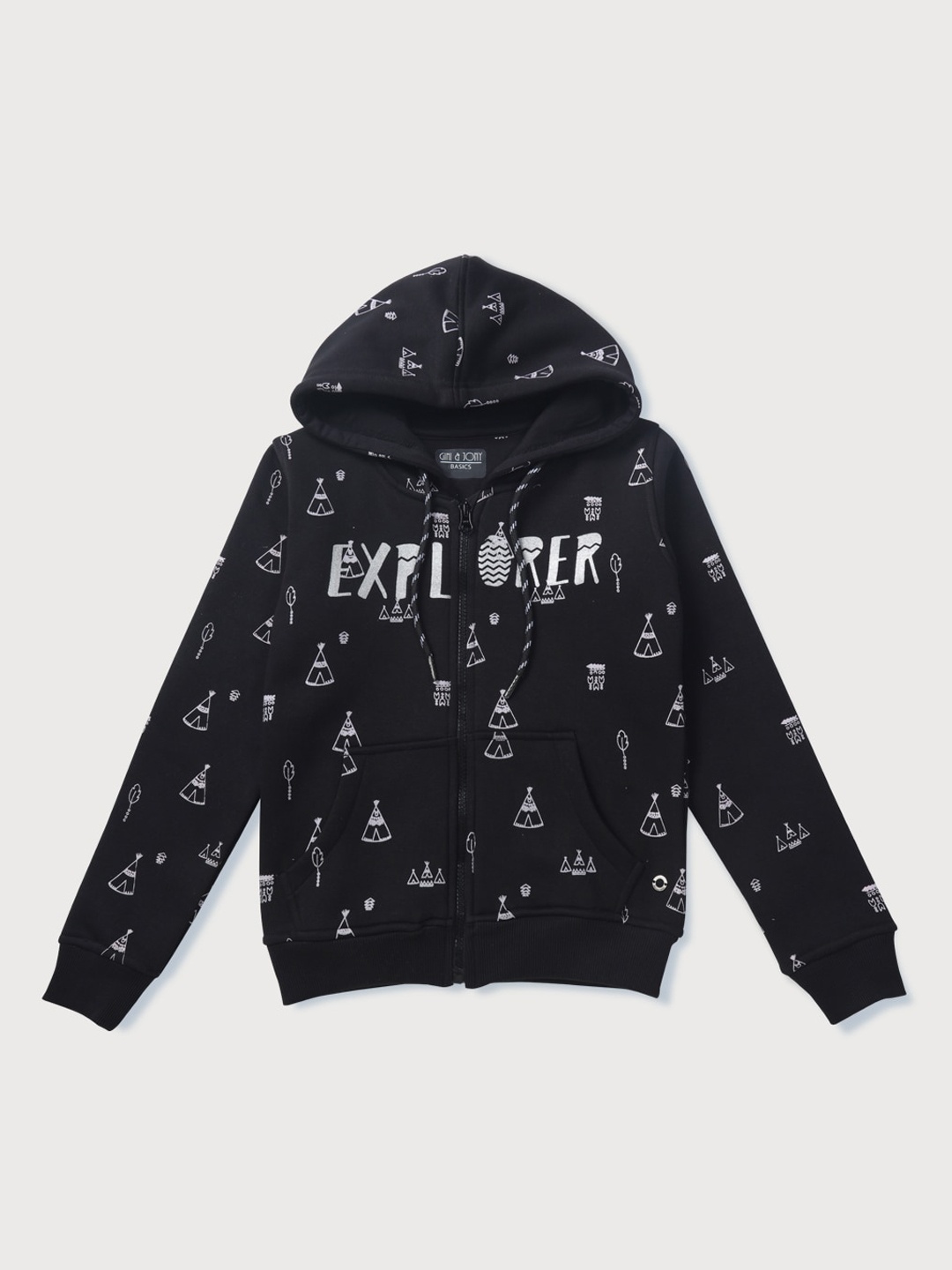 

Gini and Jony Girls Conversational Printed Hooded Sweatshirt, Black
