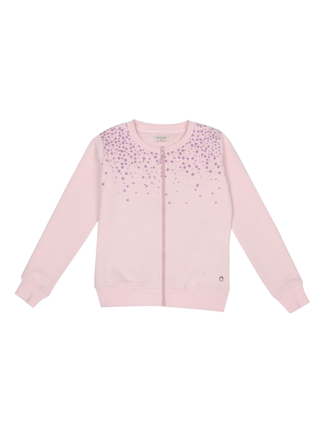 

Gini and Jony Girls Printed Front-Open Hooded Fleece Swetshirt, Pink