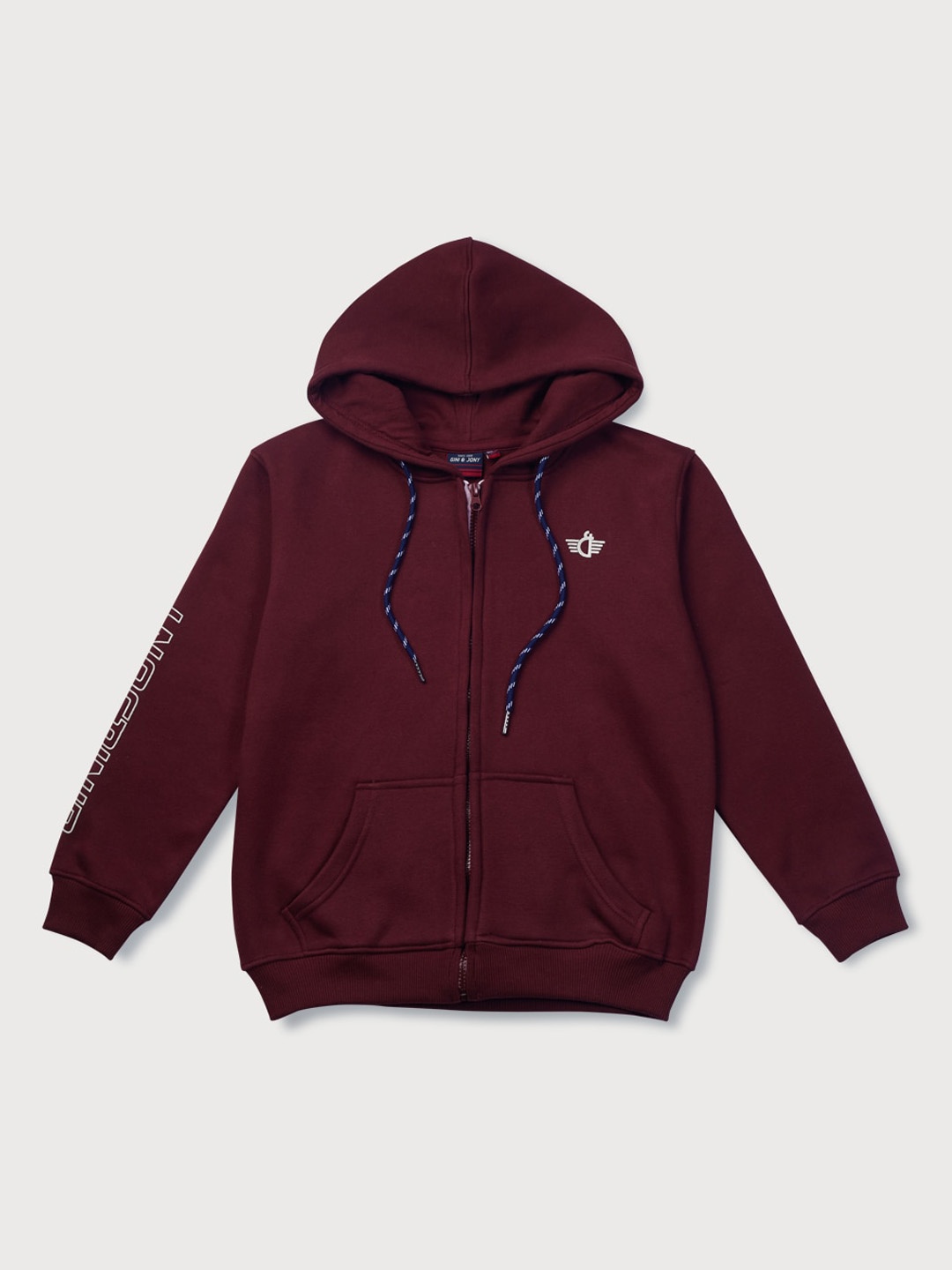 

Gini and Jony Boys Front-Open Hooded Fleece Swetshirt, Maroon