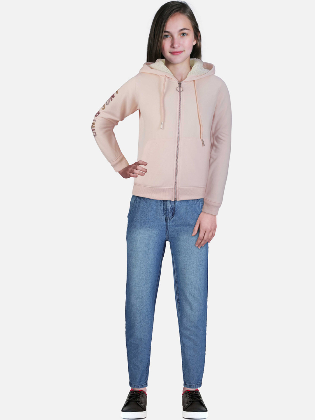 

Gini and Jony Girls Sequinned Faux Fur Hooded Bomber Jacket, Pink