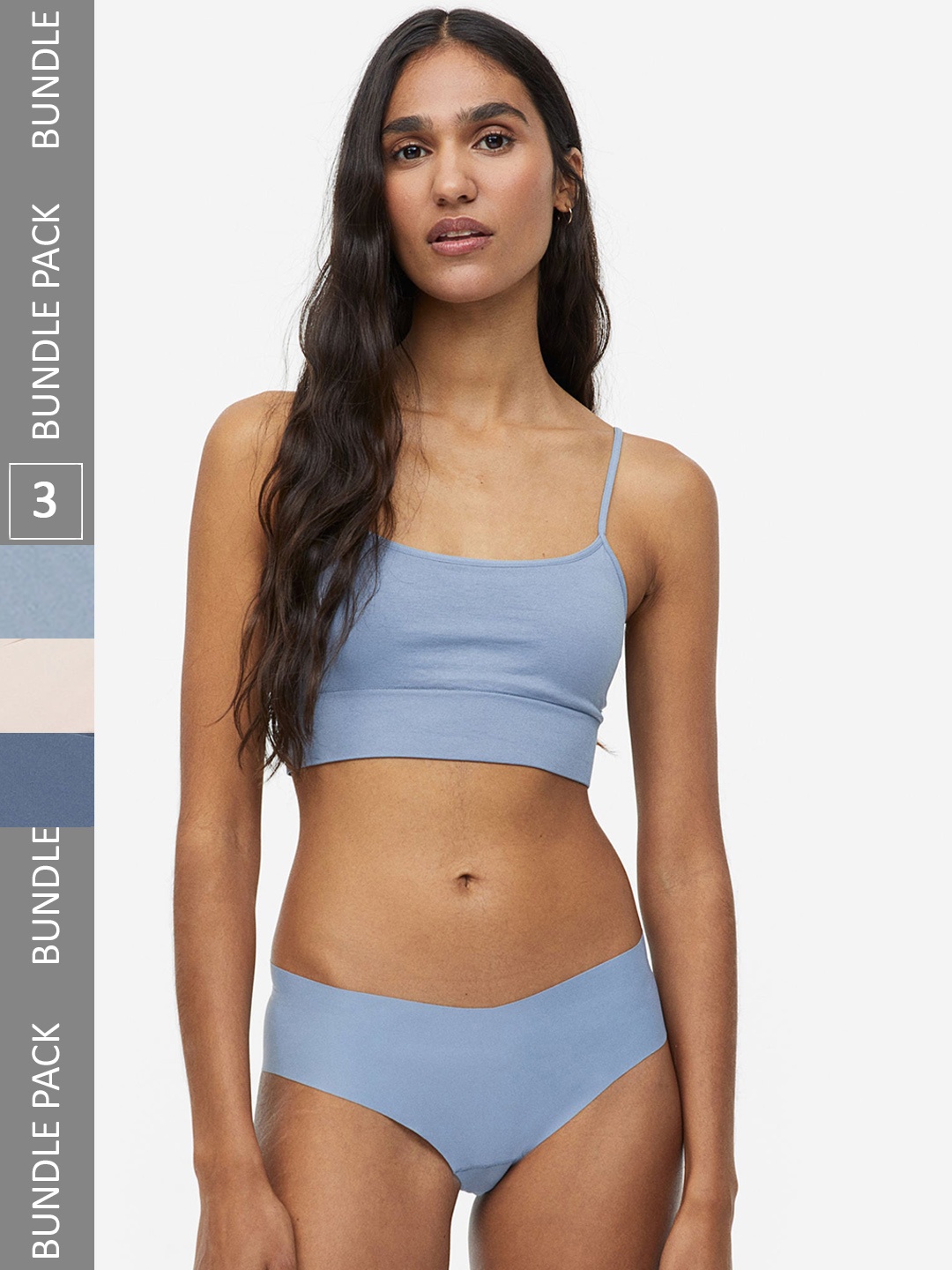 

H&M Women 3-Pack Invisible Hipster Briefs 1186910001, Blue