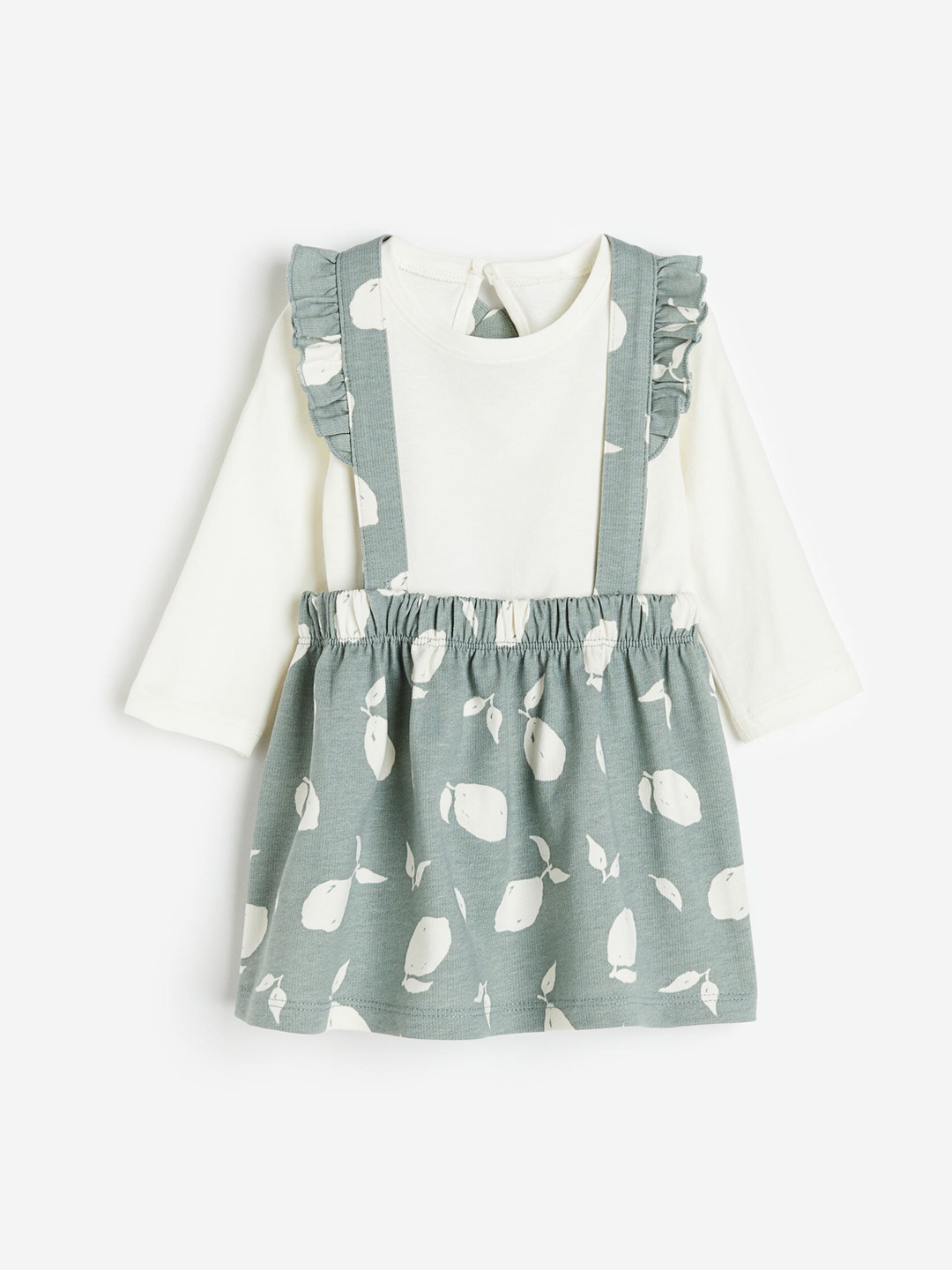

H&M Girls 2-Piece Cotton Set With Braces, Green