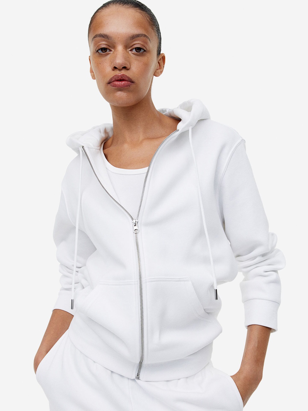 

H&M Zip-Through Hoodie, White