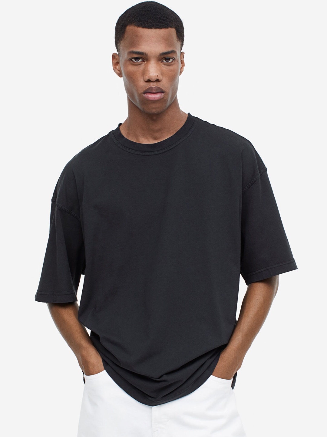 

H&M Men Cotton Oversized Fit T-shirt, Black