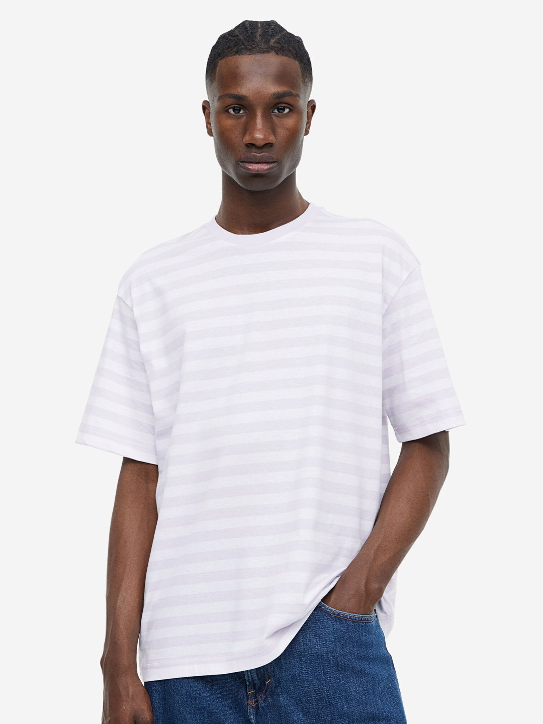 

H&M Men Pure Cotton Relaxed Fit T-shirt, White