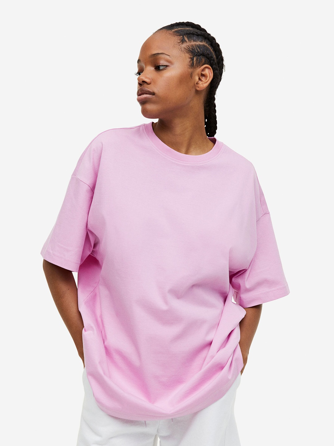 

H&M Women Cotton Oversized T-shirt, Pink