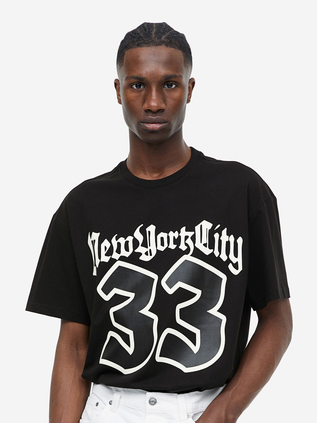 

H&M Men Relaxed Fit Printed Pure Cotton T-Shirt, Black
