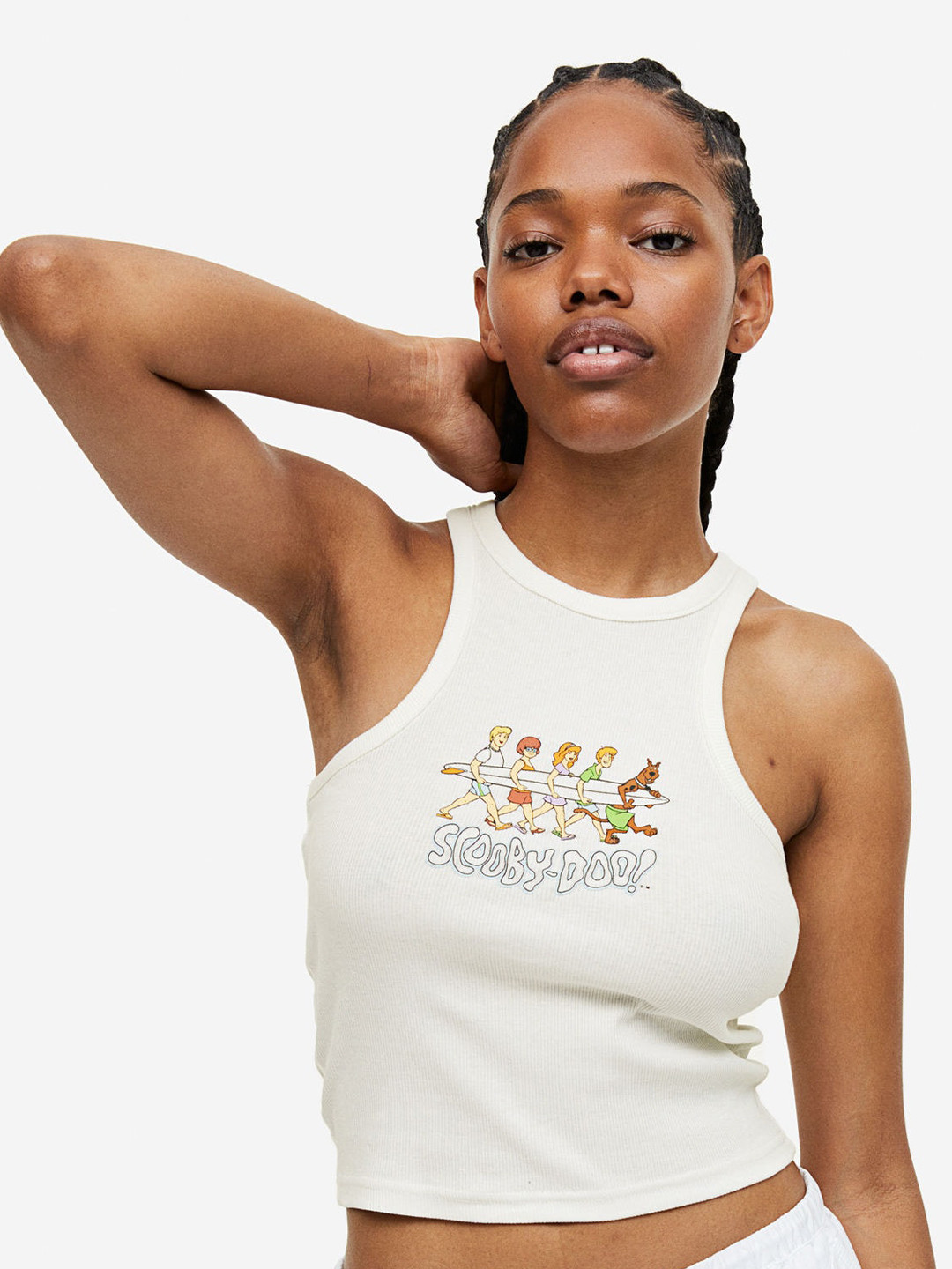 

H&M Scooby-Doo Printed Vest Crop Top, White