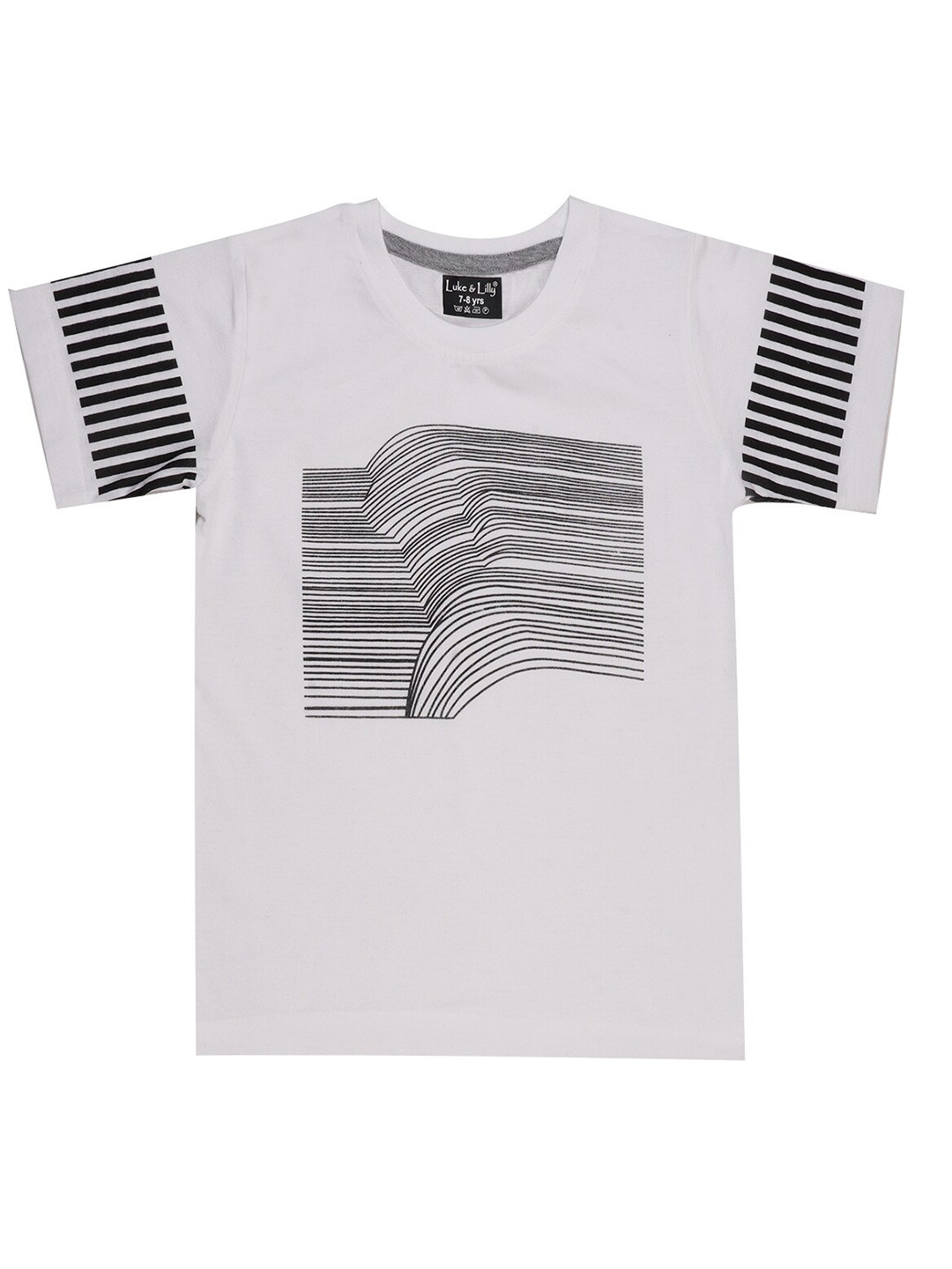 

Luke & Lilly Boys Horizontal Striped Pure Cotton T-Shirt, Grey