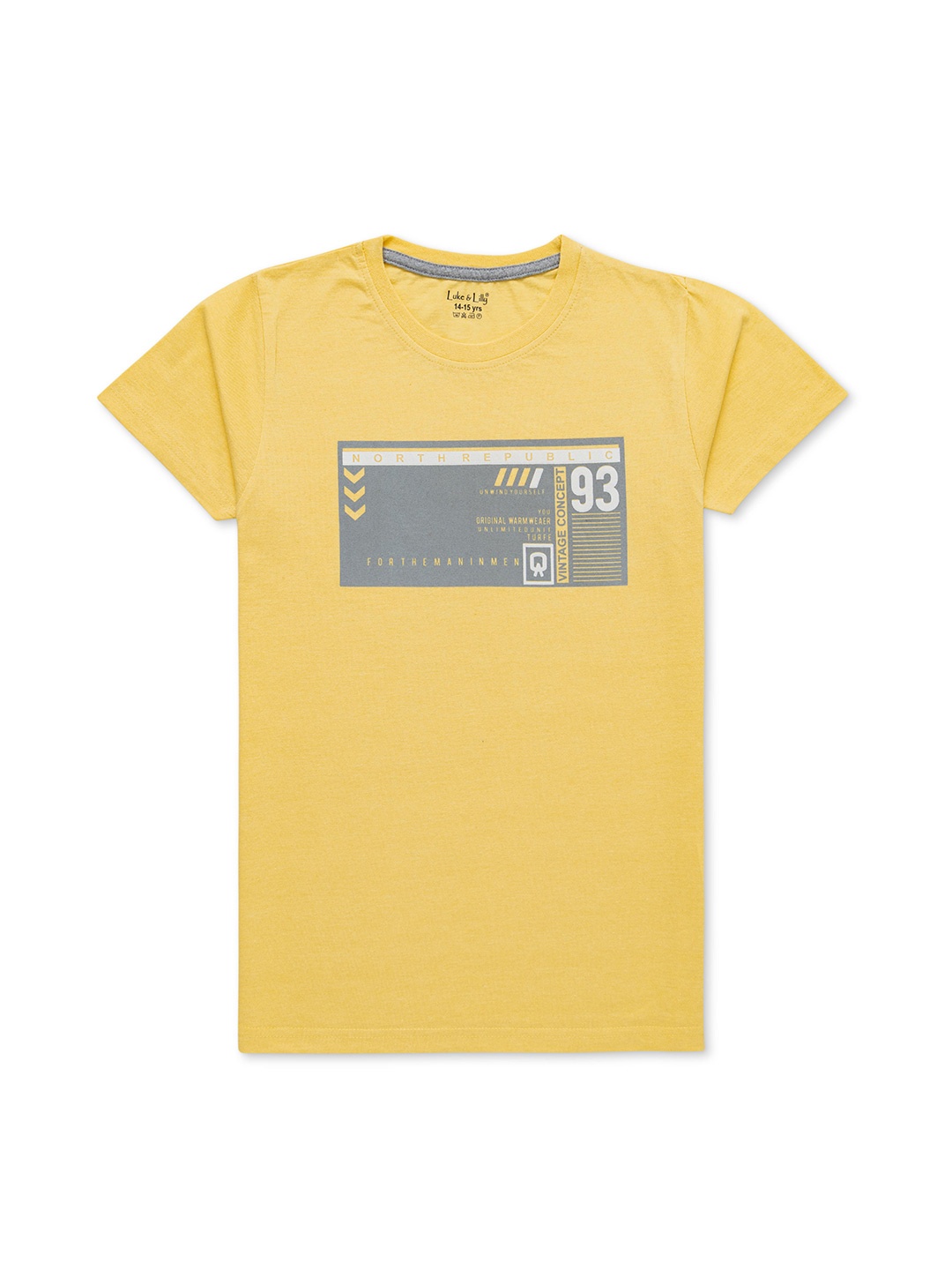 

Luke & Lilly Boys Typography Printed Pure Cotton T-Shirt, Yellow