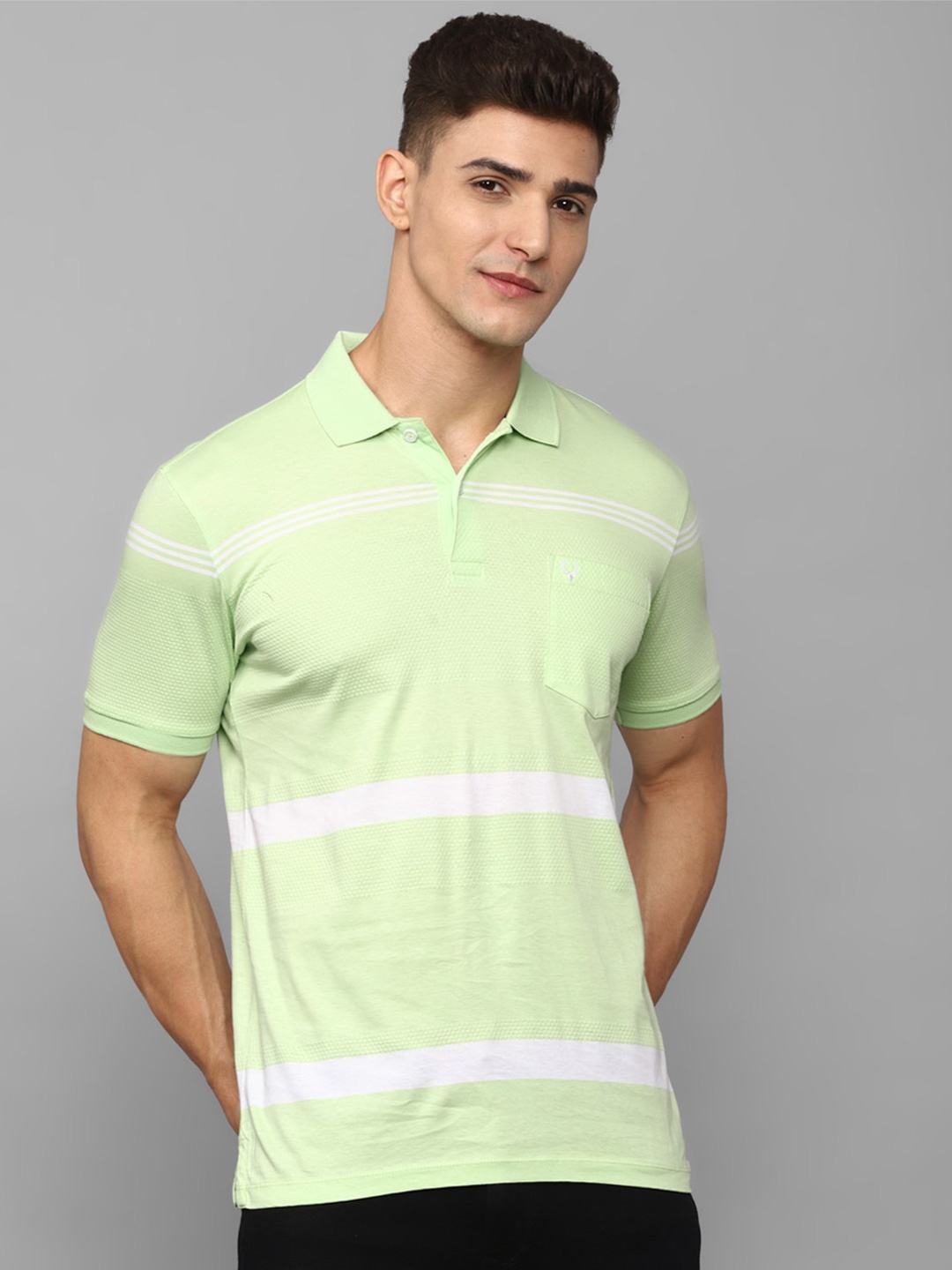 

Allen Solly Striped Polo Collar T-Shirt, Green