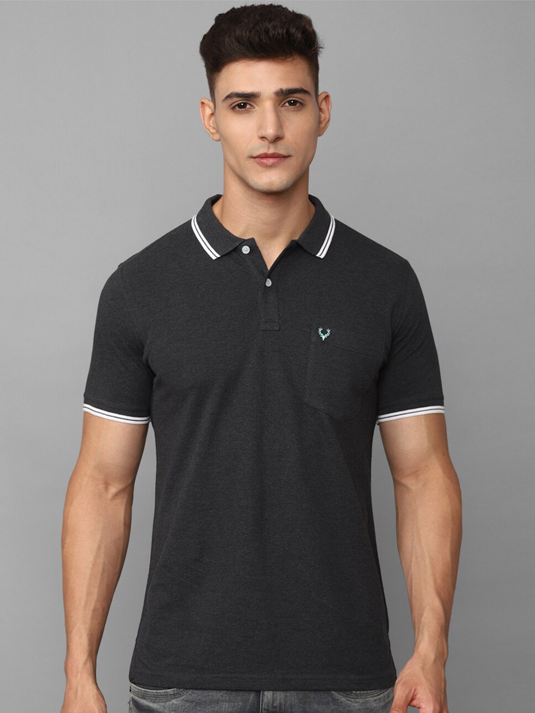 

Allen Solly Polo Collar Pure Cotton Casual T Shirt, Black