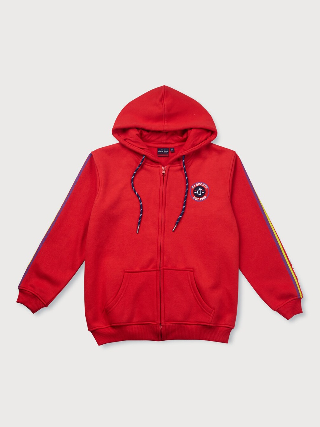 

Gini and Jony Boys Front-Open Hooded Fleece Swetshirt, Red