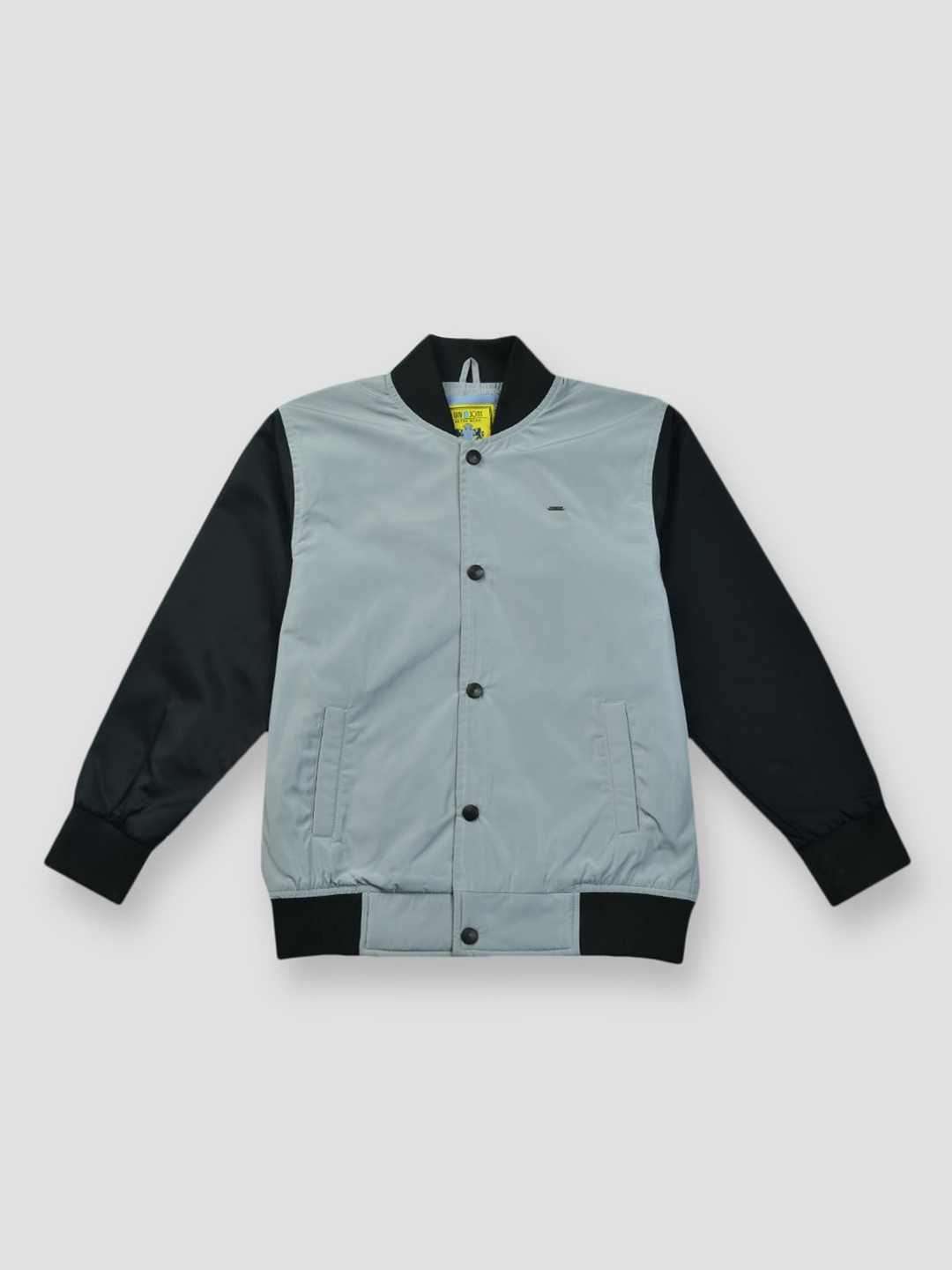 

Gini and Jony Boys Colourblocked Mock Collar Bomber Jacket, Grey