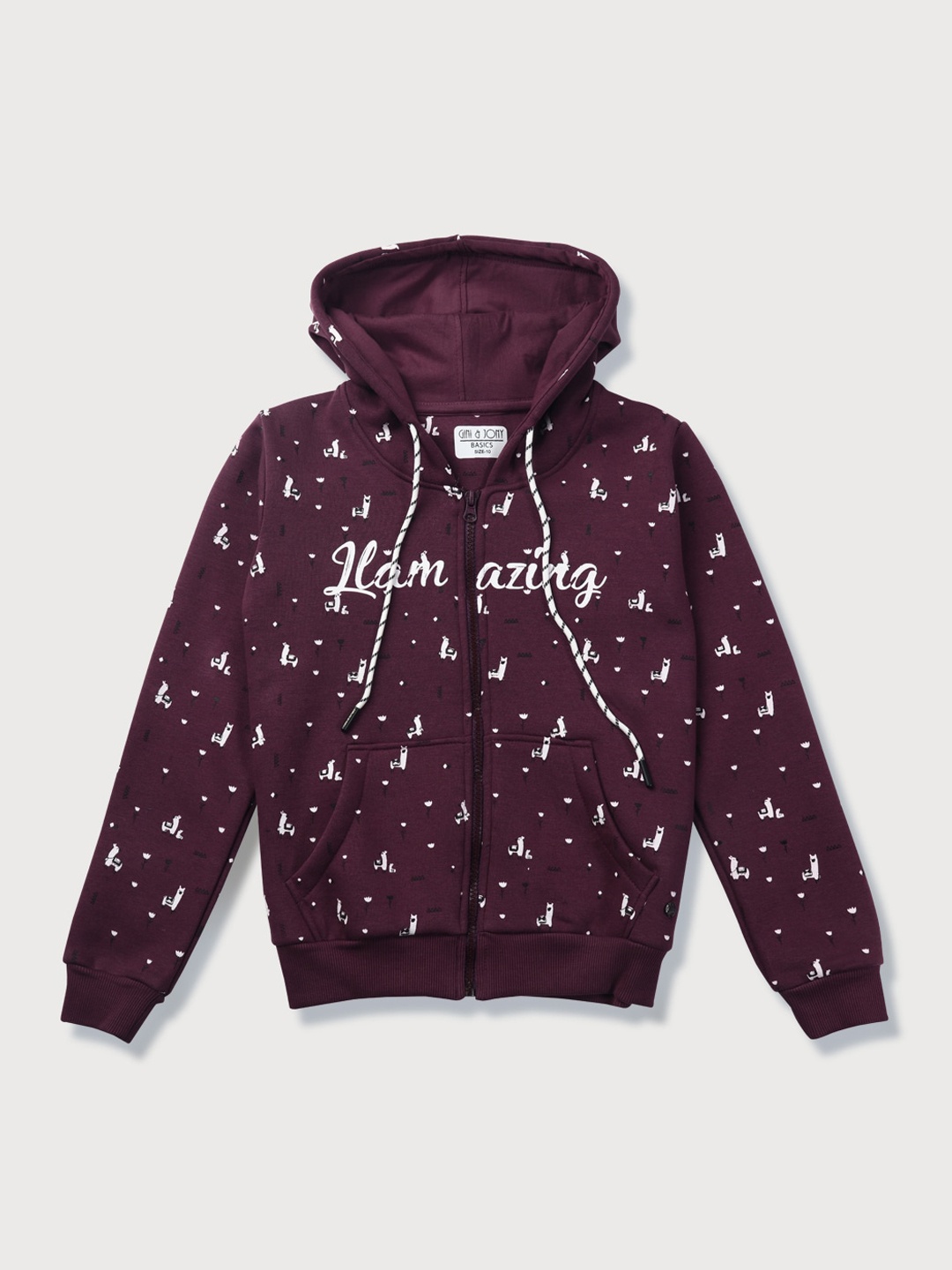 

Gini and Jony Girls Printed Fleece Hooded Sweatshirt, Purple