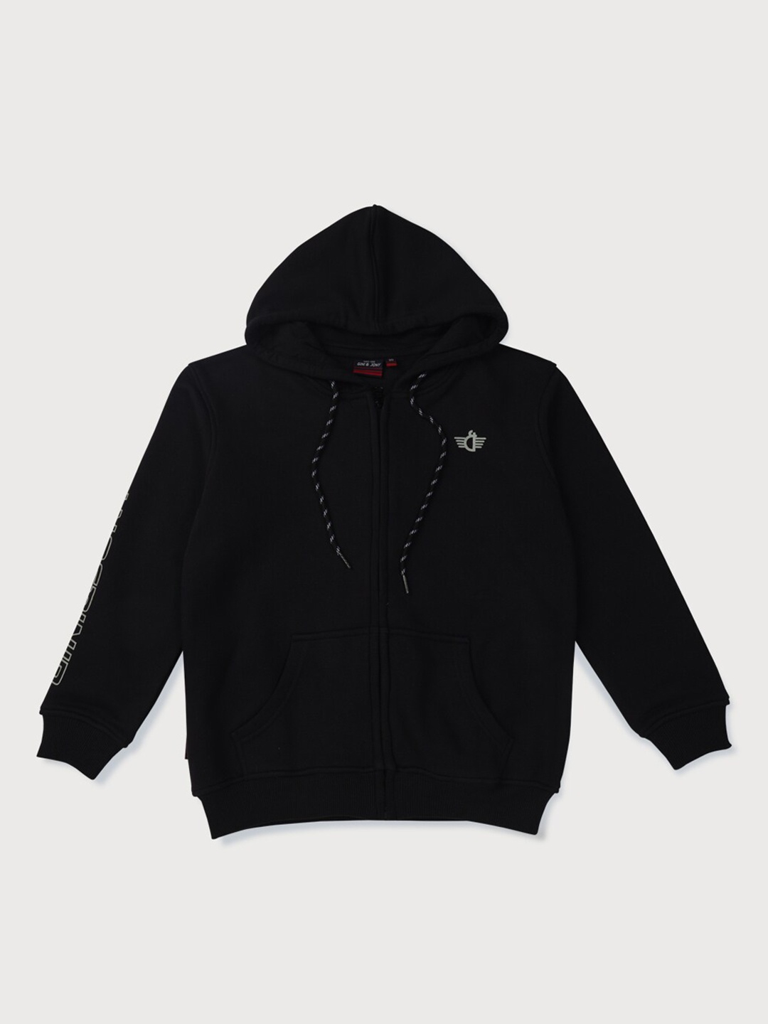 

Gini and Jony Boys Printed Hooded Fleece Bomber Jacket, Black