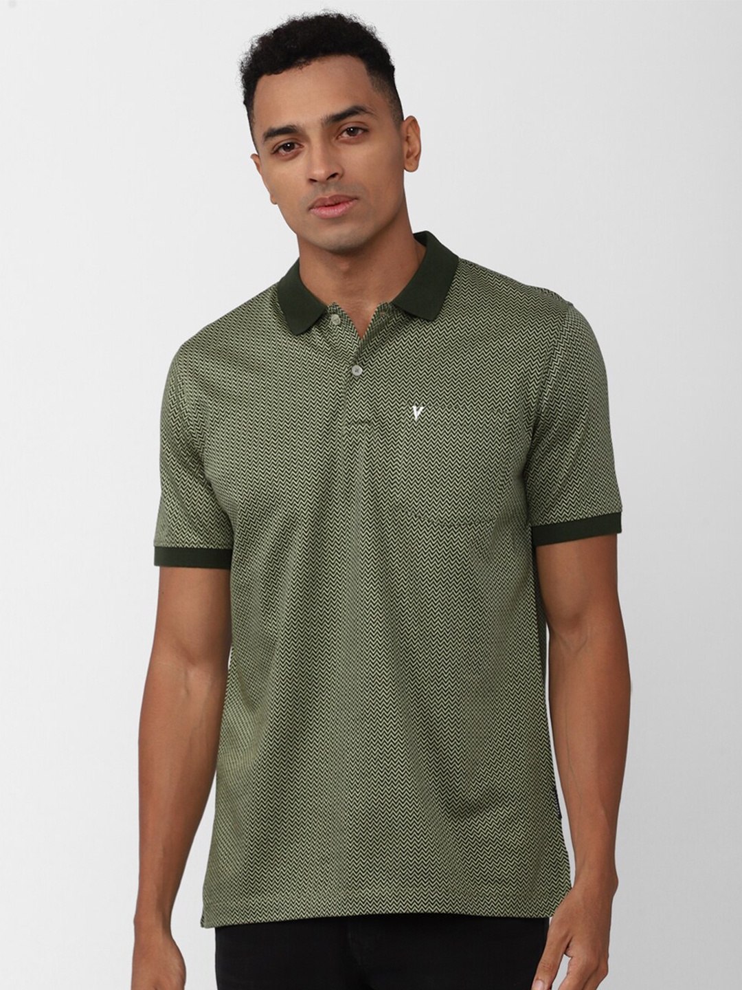 

Van Heusen Printed Polo Collar Pure Cotton T-shirt, Olive