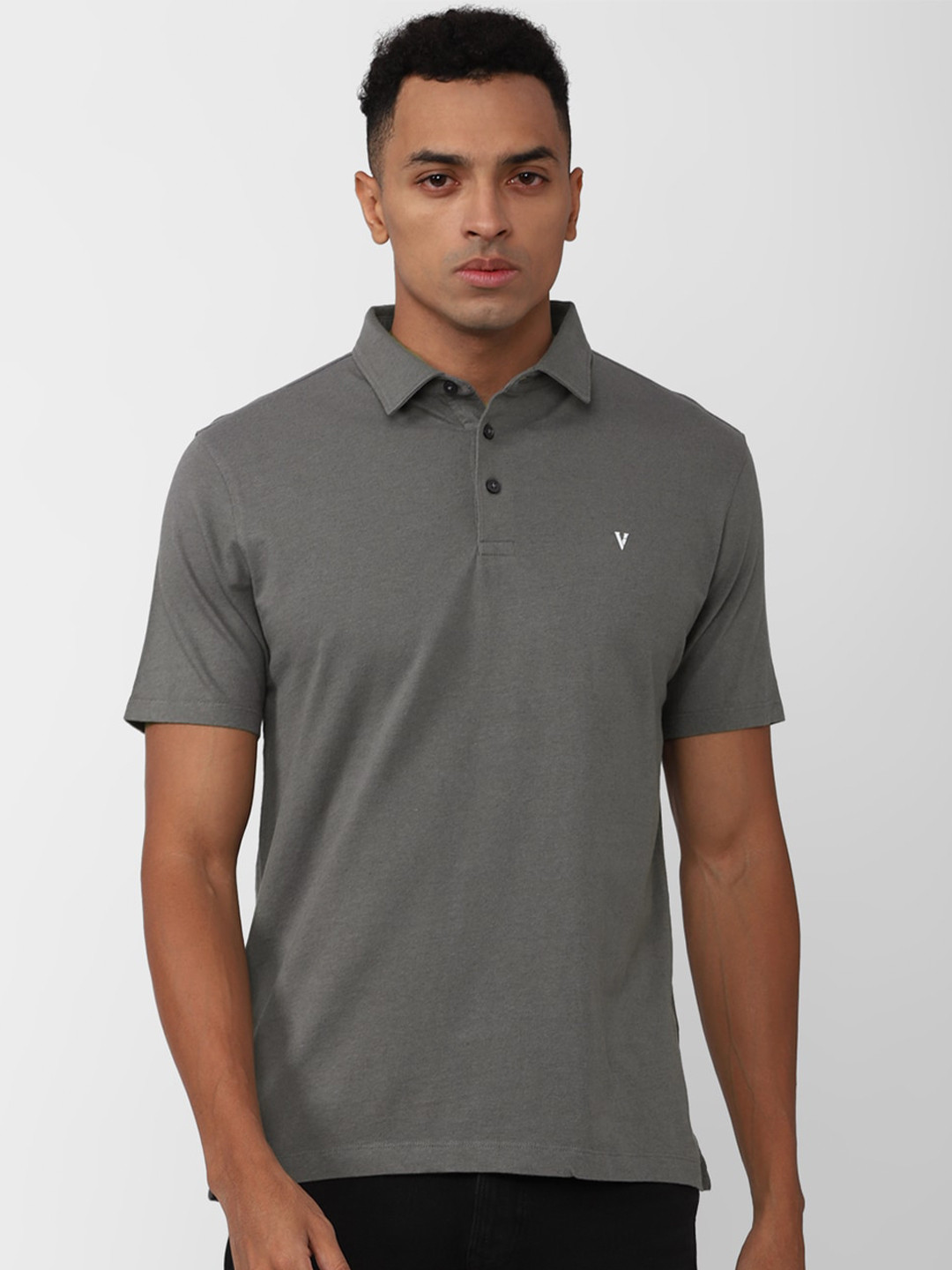 

Van Heusen Polo Collar Short Sleeves Cotton Linen T-shirt, Grey