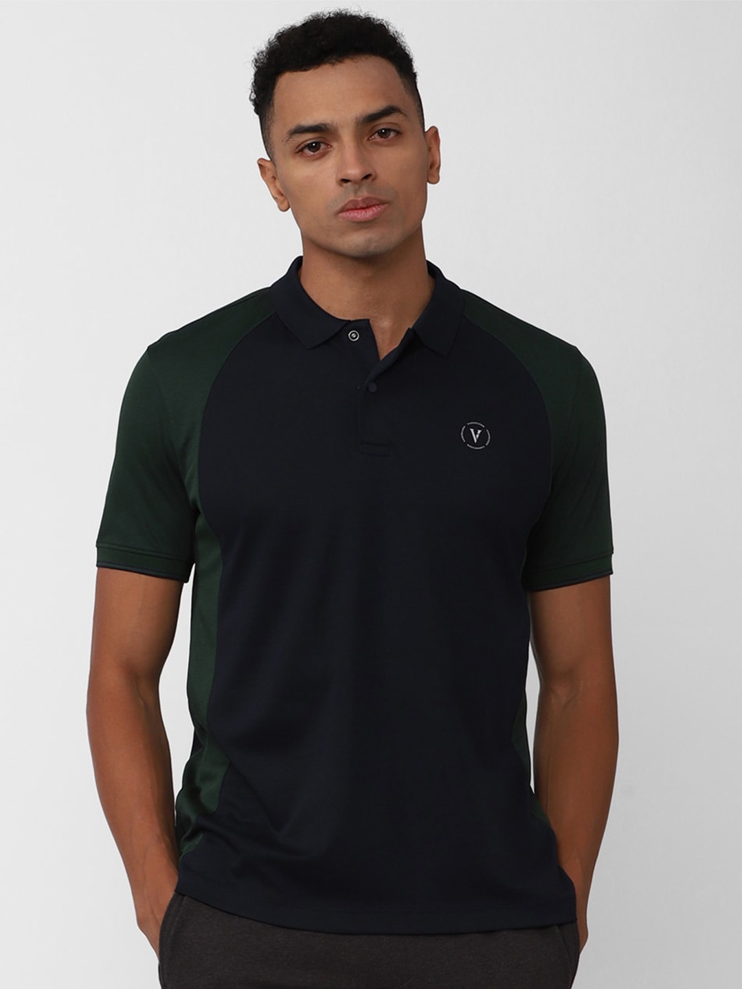 

Van Heusen Flex Colourblocked Polo Collar Short Sleeves T-shirt, Navy blue