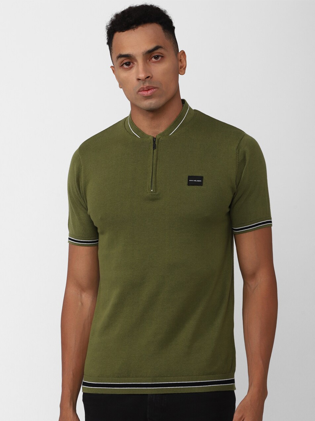 

Van Heusen Sport Mandarin Collar Pure Cotton T-Shirt, Olive