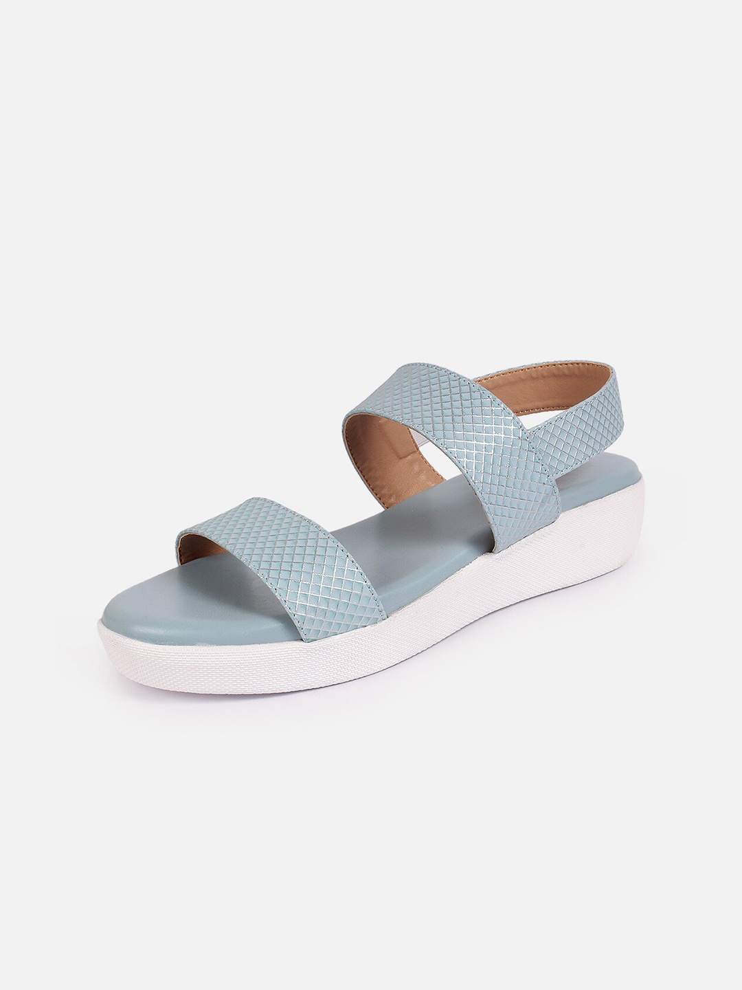 

DressBerry Blue Textured Open Toe Flats