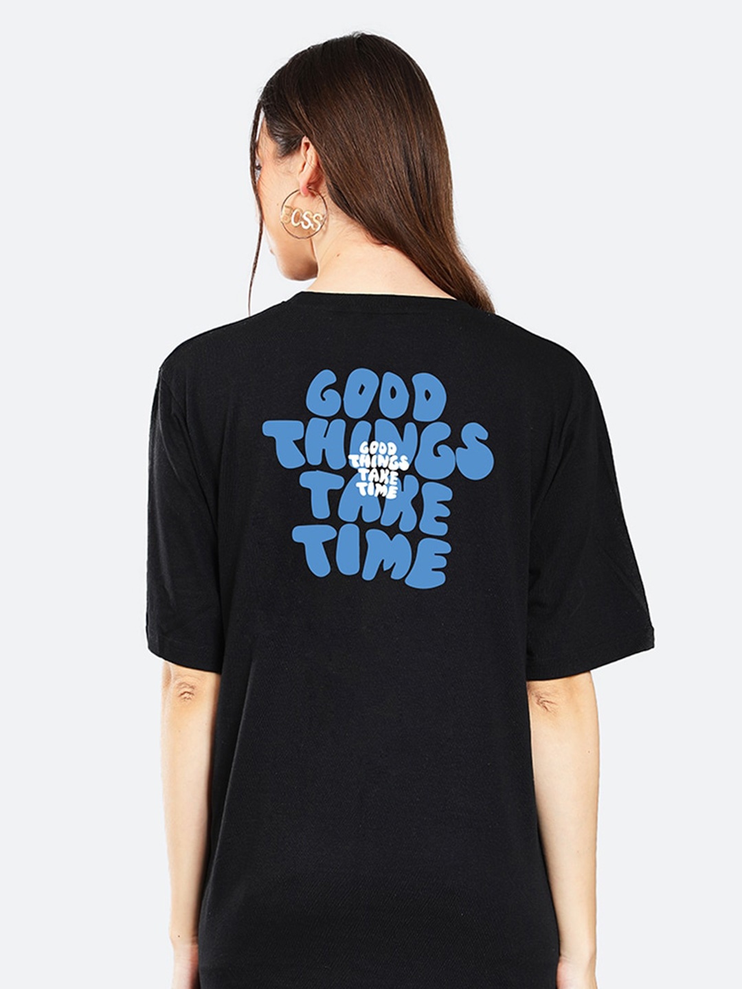 

Mad Over Print Typography Printed Oversized T-Shirt, Black