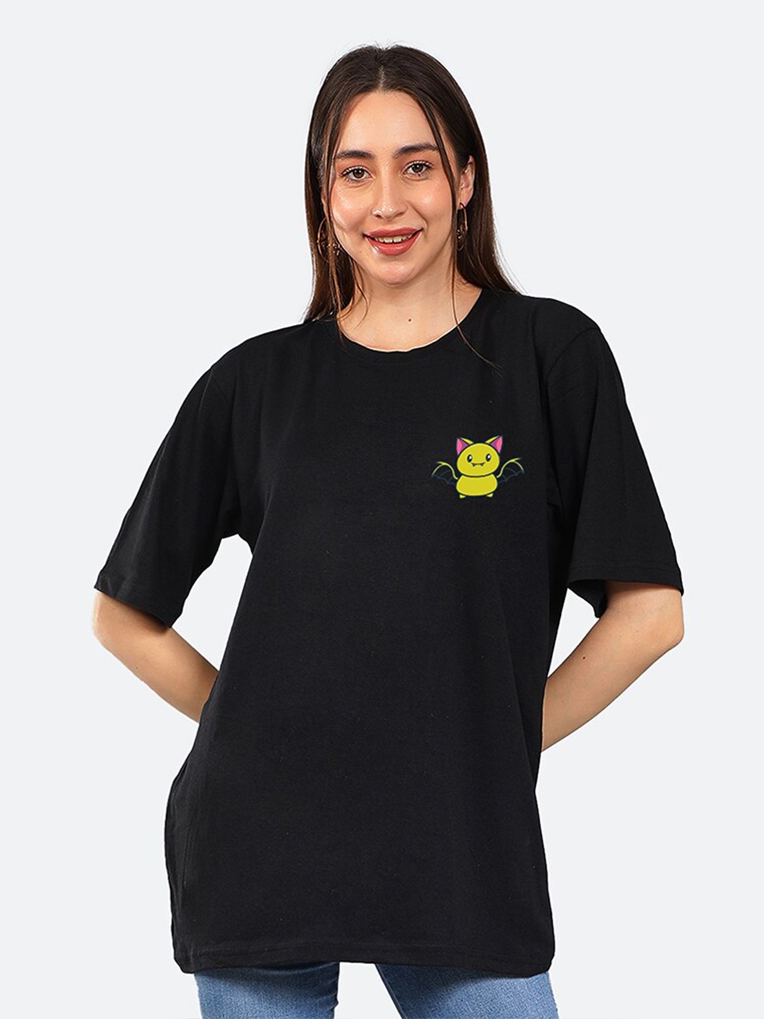 

Mad Over Print Graphic Printed Drop-Shoulder Cotton T-Shirt, Black
