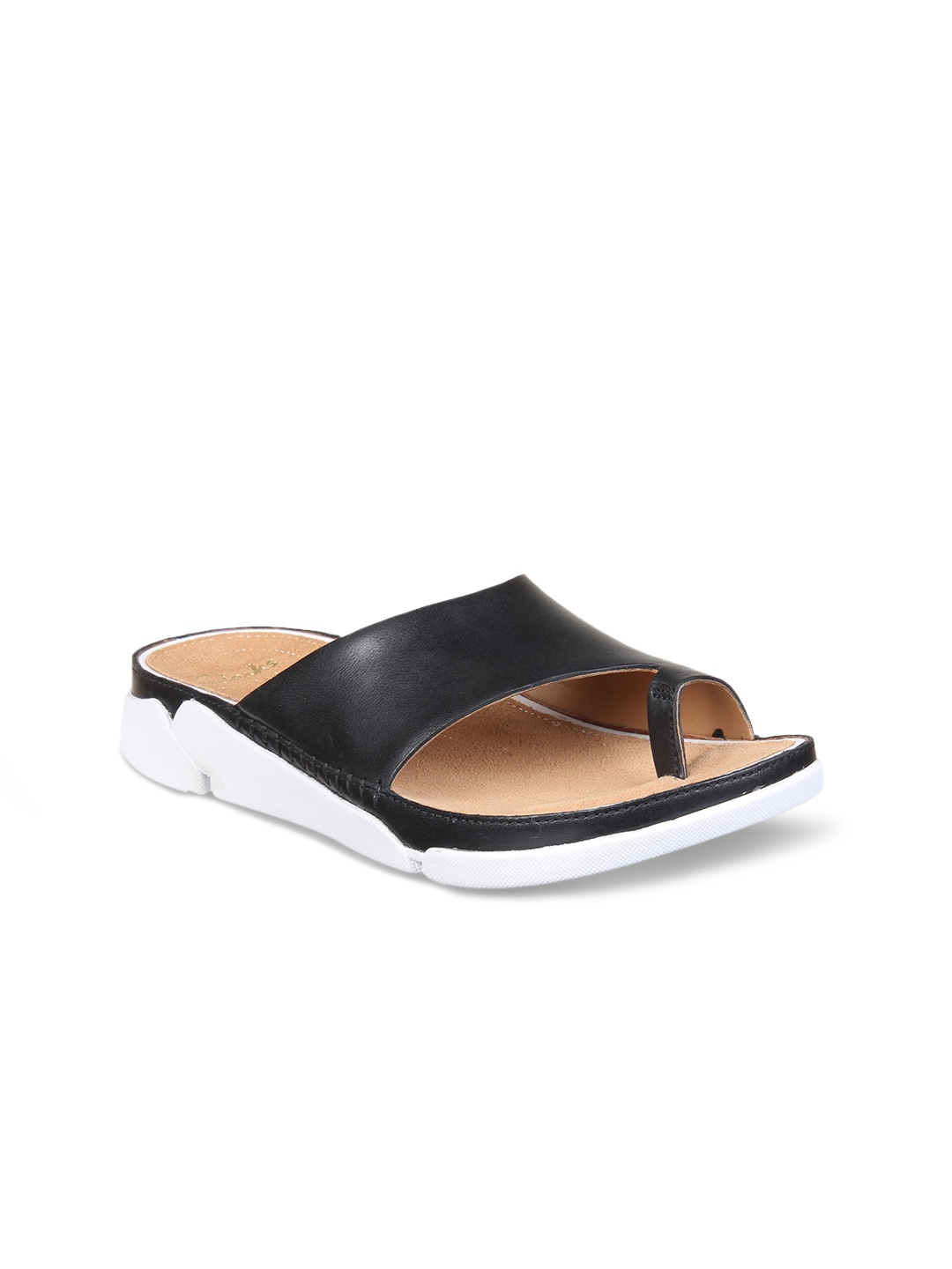 

Clarks Women Black Solid Leather One Toe Flats