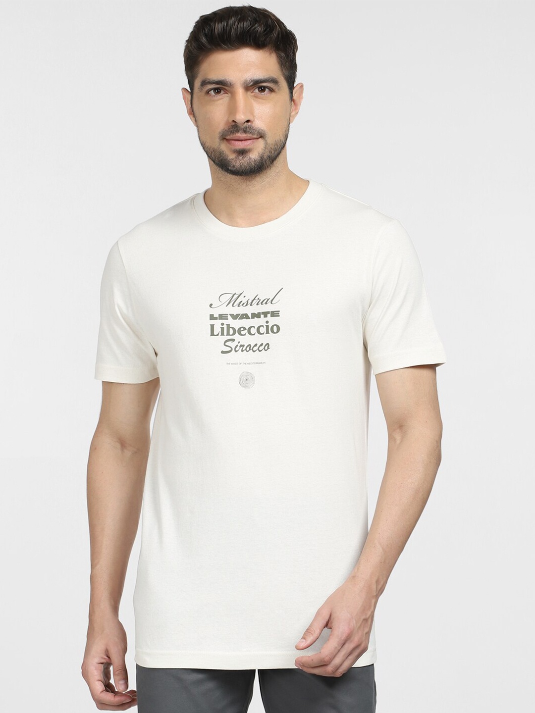 

SELECTED Typography Printed Short Sleeves Slim Fit Cotton T-shirt, White