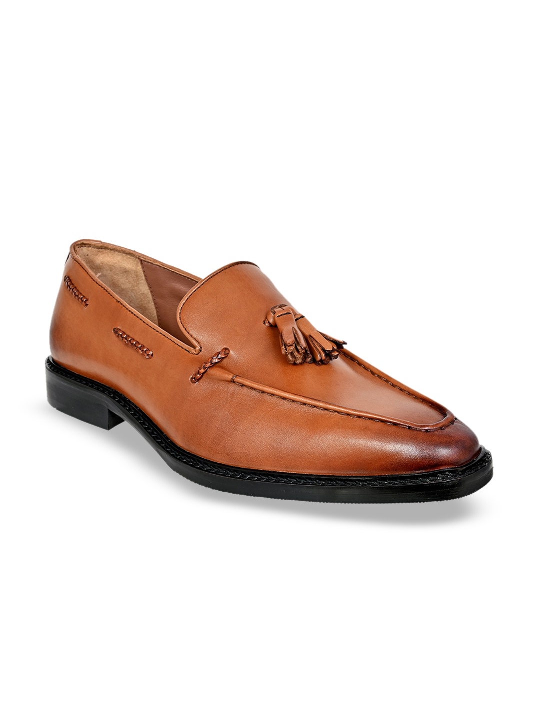 

HX London Men Leather Formal Tassel Loafers, Tan