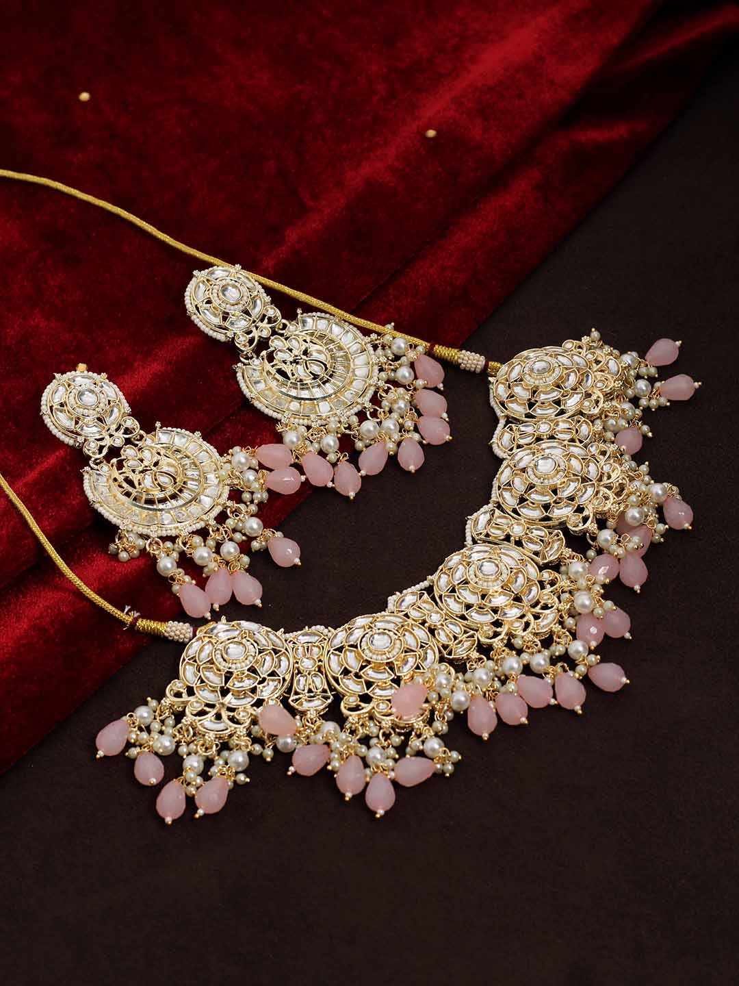 

SAIYONI Gold-Plated Kundan-Studded Necklace & Earrings