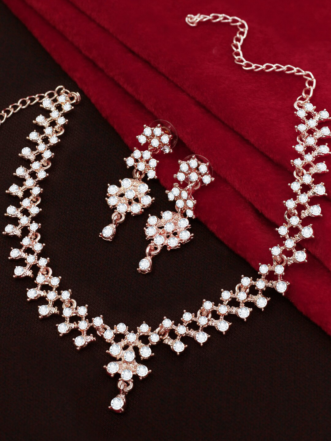 

SAIYONI SAIYONI Rose Gold-Plated Stone-Studded Necklace & Earrings Set
