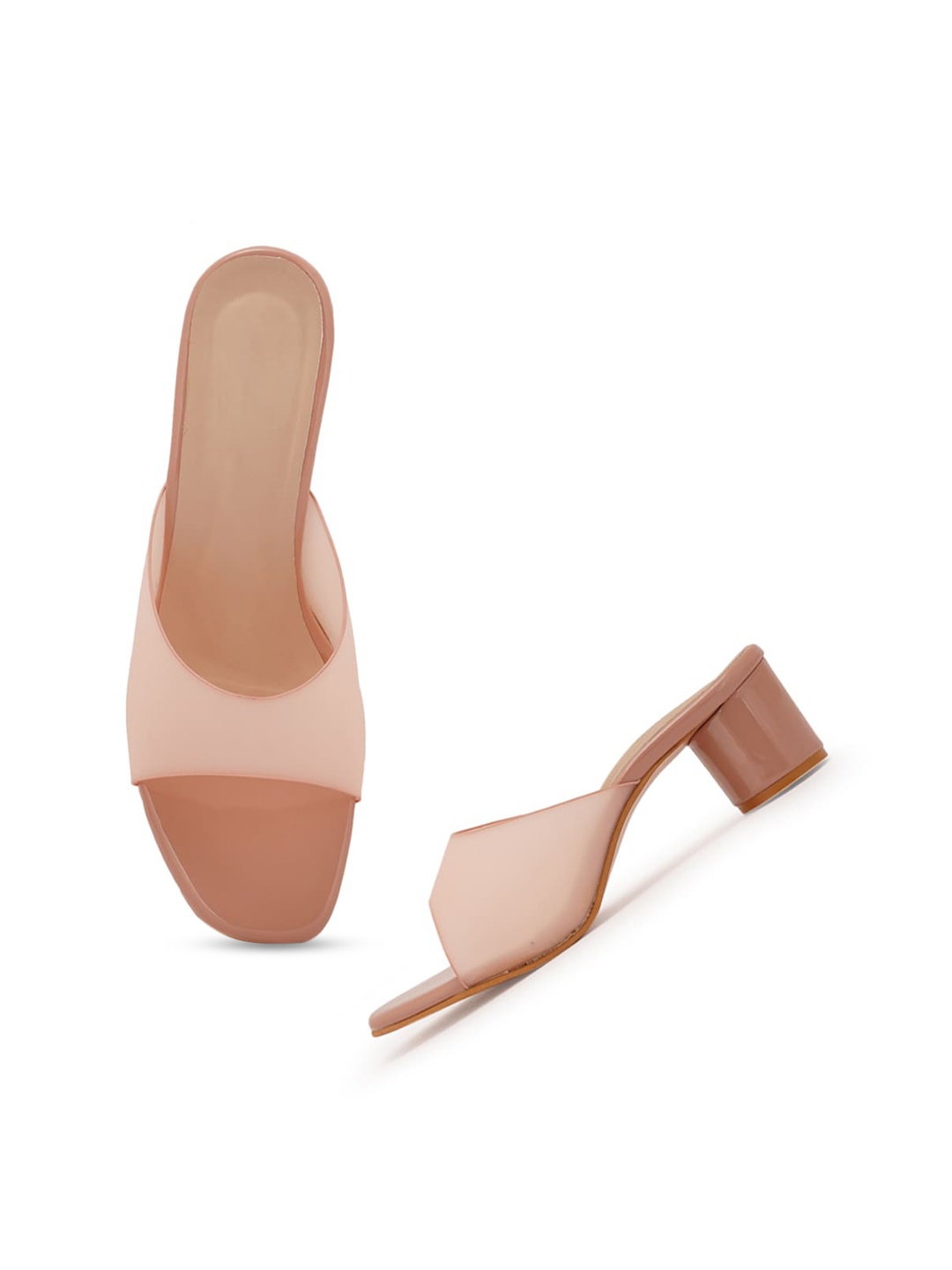 

Style Shoes Open Toe Block Heel Mules, Pink