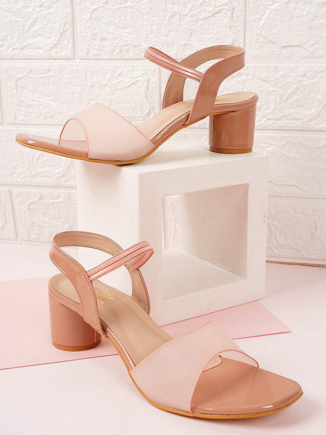 

Style Shoes Open Toe Block Heels, Pink